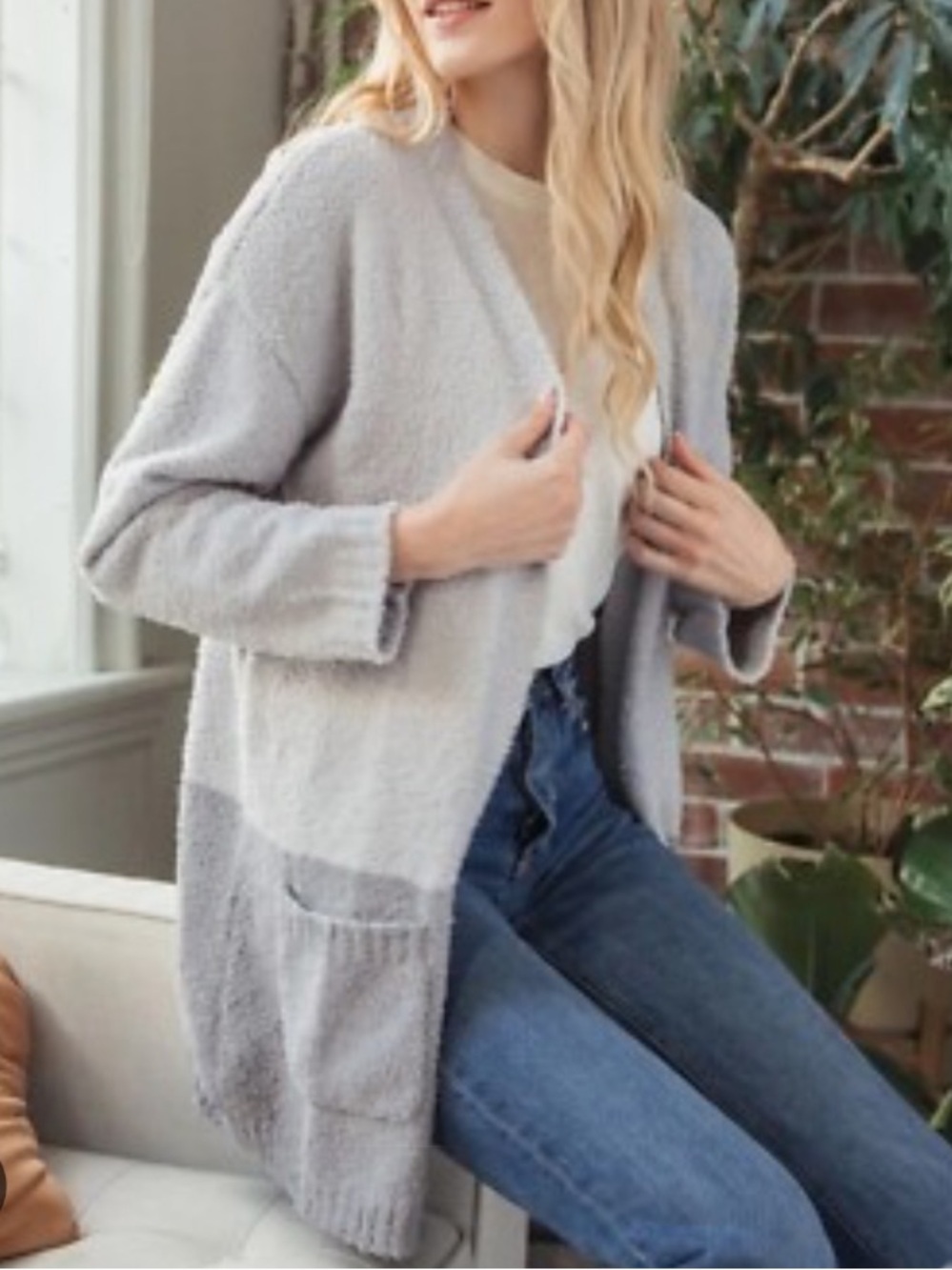 Thread & Supply Cloud Wrap Cardigan Two Tone Gray Colorblock OSFM